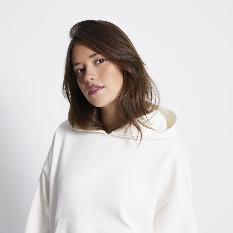 Boxy scuba hoodie "Aira" Off white